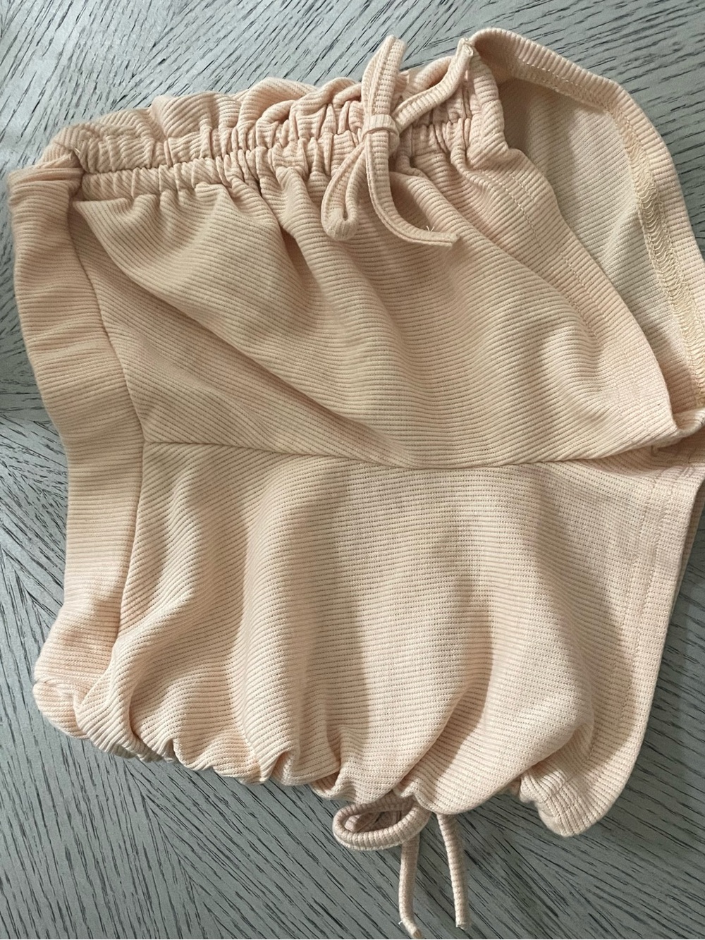 SHEIN Light Peach Ribbed Drawstring Athletic Shorts